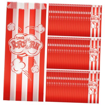 Hoement 100-Count Paper Popcorn Bags, Oil-Resistant Large Snack Bags for Individual Portions, for Cinemas and Celebrations