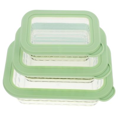 MUCKLILY 3-Piece Storage Box Set, 330 ml/735 ml/1600 ml, Light Green