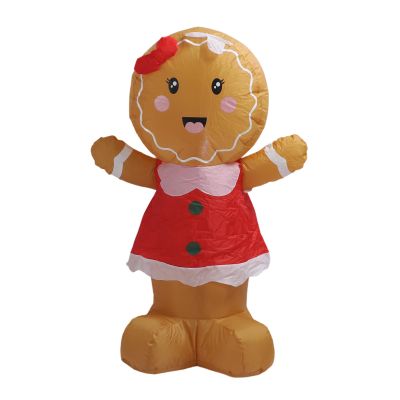 Riuulity 3.9-Ft Inflatable Yard Decoration with Gingerbread Girl and LED Lights, Thickened Outdoor Decoration, Suitable for Parks, Outdoors and More (EU Plug 220–240 V)