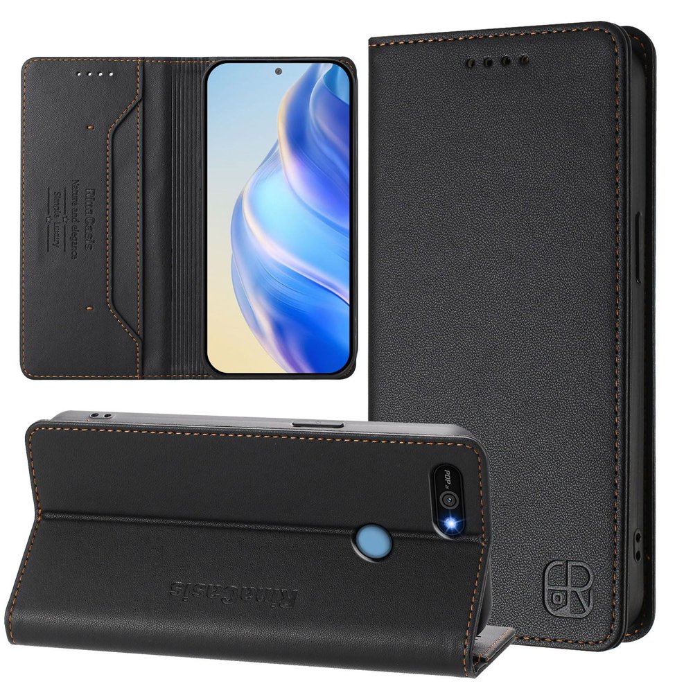 Rfvzubemok Wallet Case with Magnetic Closure for Tecno Pop 2 F B1c, Pop 2/Pop 2 Pro/Pop 2 Power, Black