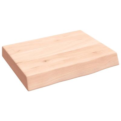 HEFZGDB Solid Unfinished Oak Floating Wall Shelf 40 x 30 x (2–6) cm
