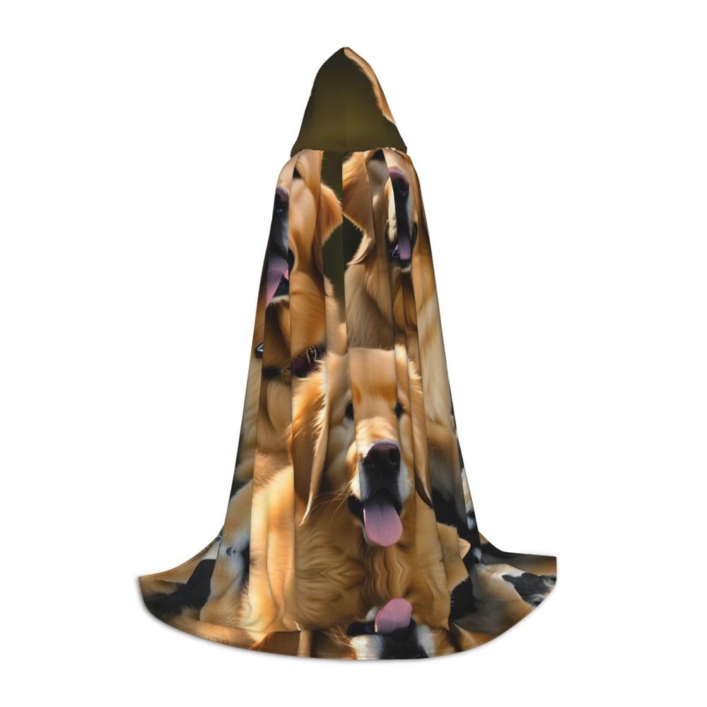 SKKNT Golden Retriever Print Full-Length Hooded Cape for Adults