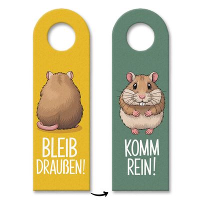 Stay Out, Come In Cartoon Hamster Door Hanger