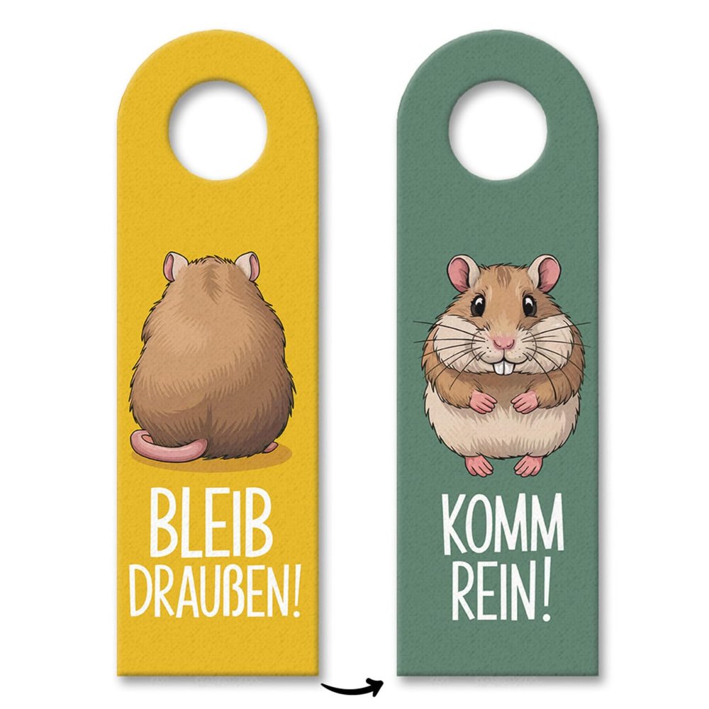 Stay Out, Come In Cartoon Hamster Door Hanger
