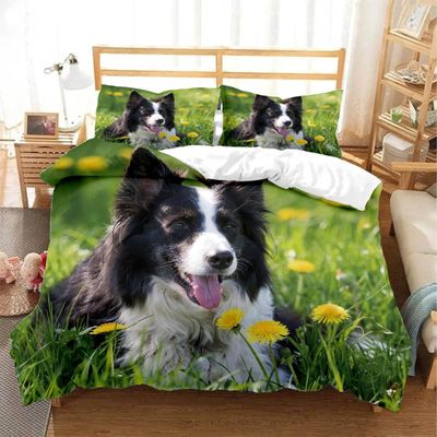 SJSXWQN Border Collie Bedding Set, 135 x 200 cm, with Zipper