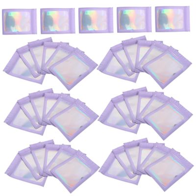 Purple Resealable Packaging Bags with Window, 100 Count