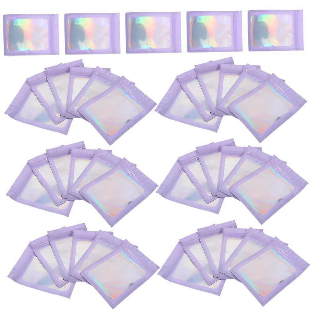 Purple Resealable Packaging Bags with Window, 100 Count