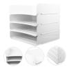 HOUDERCO Office Tray Organizer, Tiered Stackable Document Holder for Desk, White Paper Holder for Home and Office view 4