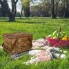 Happyyami Handmade Portable Picnic Basket with Lid, Multifunctional Storage Basket for Outdoor Use and Kitchen, Natural Style view 3
