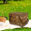 Happyyami Handmade Portable Picnic Basket with Lid, Multifunctional Storage Basket for Outdoor Use and Kitchen, Natural Style view 4
