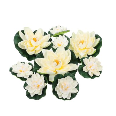 KAILIKETIY Artificial Water Lilies, 9-Piece EVA Floating Set for Garden Ponds