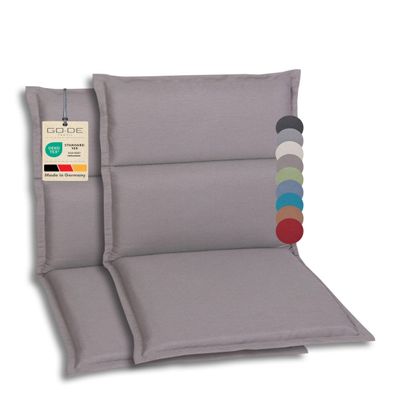 GO-DE Textil Garden Chair Cushions, Low-Back, Taupe, 2-Piece Set