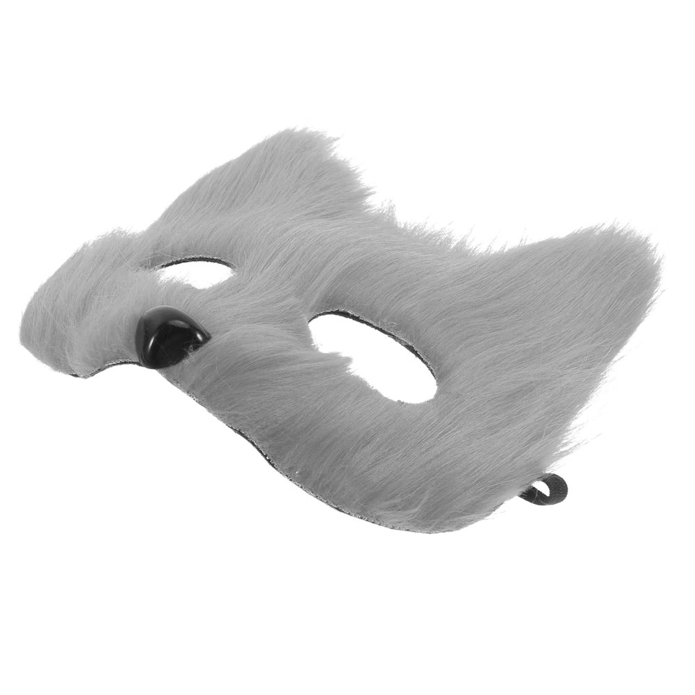 CHILDWEET Realistic Plush Half-Face Fox Mask for Halloween and Costume Parties
