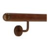 TIBU Aluminum Handrail, Mahogany Wood Décor, 270 cm, 3 Angled Stainless Steel Brackets and Semicircular Cap view 1