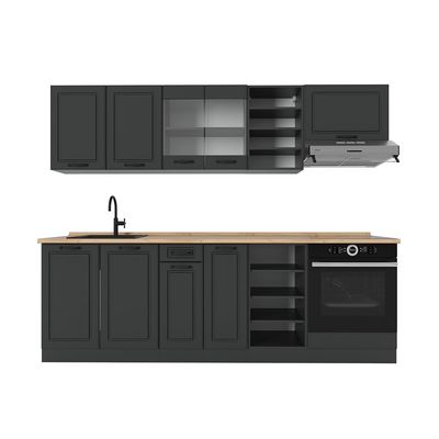 Vicco R-Line Kitchen Unit, Anthracite Country Style/Anthracite, 240 cm