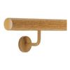 TIBU Aluminum Handrail, Oak Wood Decor, 600 cm, Wall-Mounted Stair Rail with Angled Stainless Steel Brackets, 6 Brackets and Slightly Curved End Cap view 1