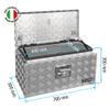 Aluminum Tread Plate Drawbar Box 700 x 300 x 300 mm with 2 Gas Springs and Stainless Steel Latch, incl. MON4002 view 3