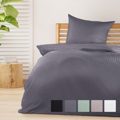 Beautissu 2-Piece Seersucker Bedding Set, Summer, Iron-Free, Skin-Friendly