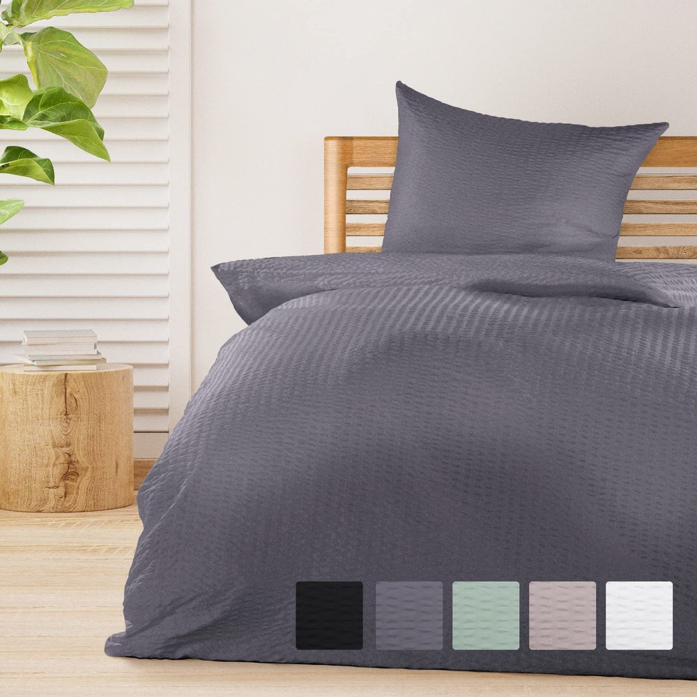 Beautissu 2-Piece Seersucker Bedding Set, Summer, Iron-Free, Skin-Friendly