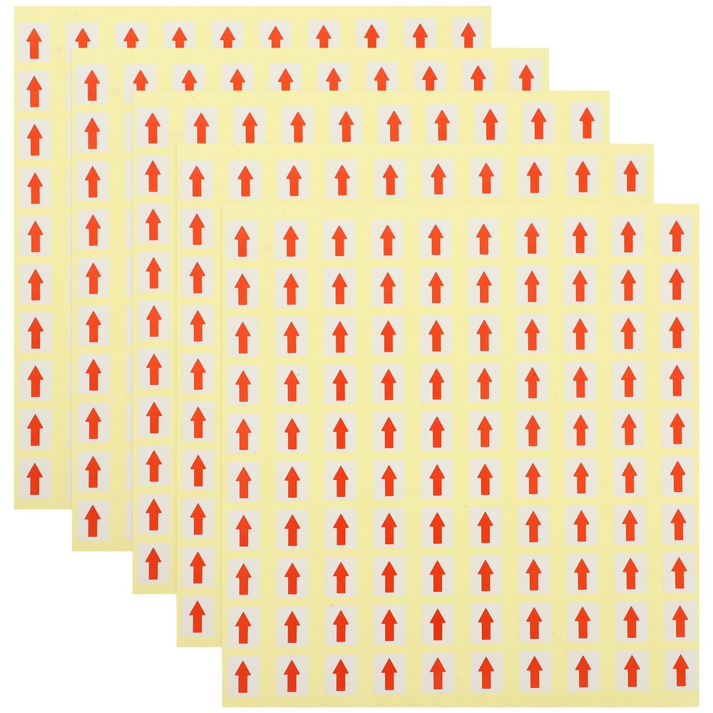 HOUDERCO 60 Red Arrow-Shaped Paper Warning Stickers for Pipeline Flow and Everyday Use