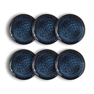 OGO LIVING Costa Set of 6 Flat Dinner Plates, 28 cm, Blue Stoneware, 2614770