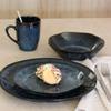 OGO LIVING Costa Set of 6 Flat Dinner Plates, 28 cm, Blue Stoneware, 2614770 view 4