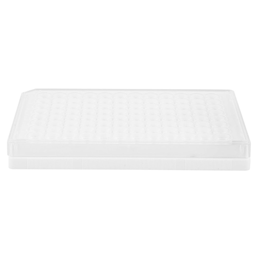 96-Hole Cell Culture Plate with Lid, White Plastic