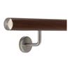 TIBU Aluminum Handrail, Walnut Woodgrain Finish, 30–600 cm, 90 cm with 2 Brackets and Curved Cap view 1