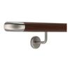 TIBU Aluminum Handrail, Walnut Décor, 510 cm, with 6 Angled Stainless Steel Brackets and Wall Bend view 1