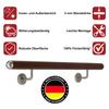 TIBU Aluminum Handrail, Walnut Wood Decor, 370 cm, 4 Angled Stainless Steel Brackets and Semicircular Cap view 2