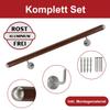 TIBU Aluminum Handrail, Walnut Wood Decor, 370 cm, 4 Angled Stainless Steel Brackets and Semicircular Cap view 3