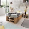 Lermowood M2 Wooden Pallet Bed 80 x 200 cm, Oak, with Slatted Base and 2 Drawers view 1
