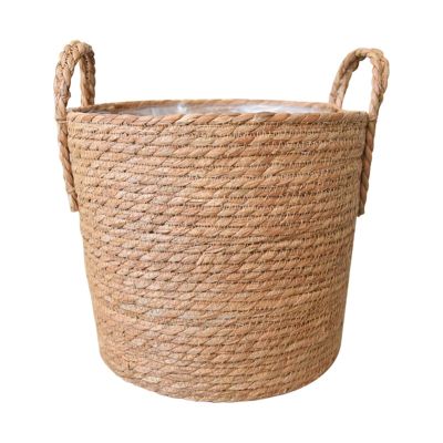 Woven Seagrass Planter Basket with Chain and Hook, Khaki