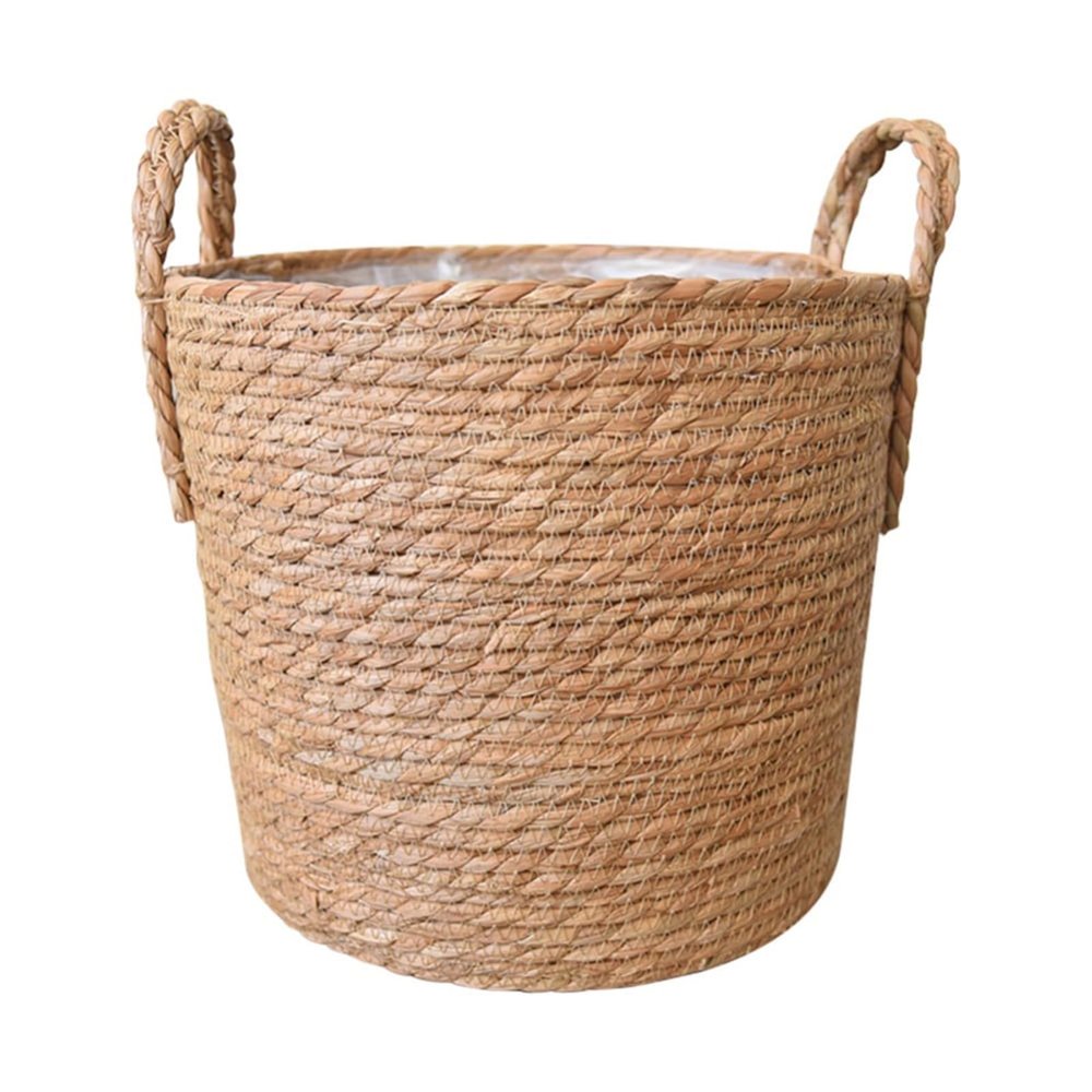Woven Seagrass Planter Basket with Chain and Hook, Khaki