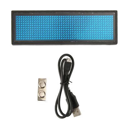 TOPINCN Coolbird Blue LED Name Badge, 44 × 11 Pixels, Rechargeable USB-Programmable Display