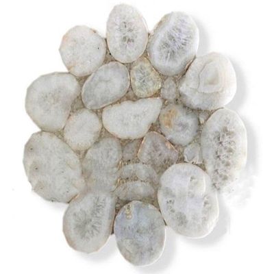 White Agate Coffee Table with Epoxy Tabletop, 45.7 x 45.7 cm