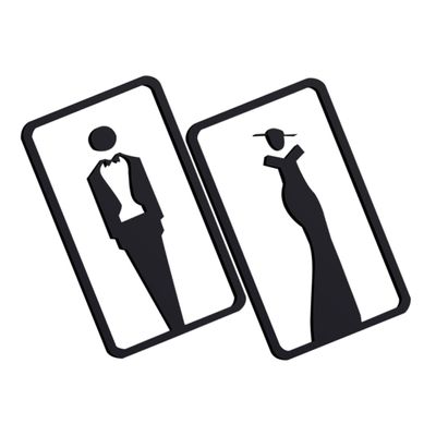 Acrylic Restroom Signs for Women and Men, 2-Pack, Self-Adhesive, Black