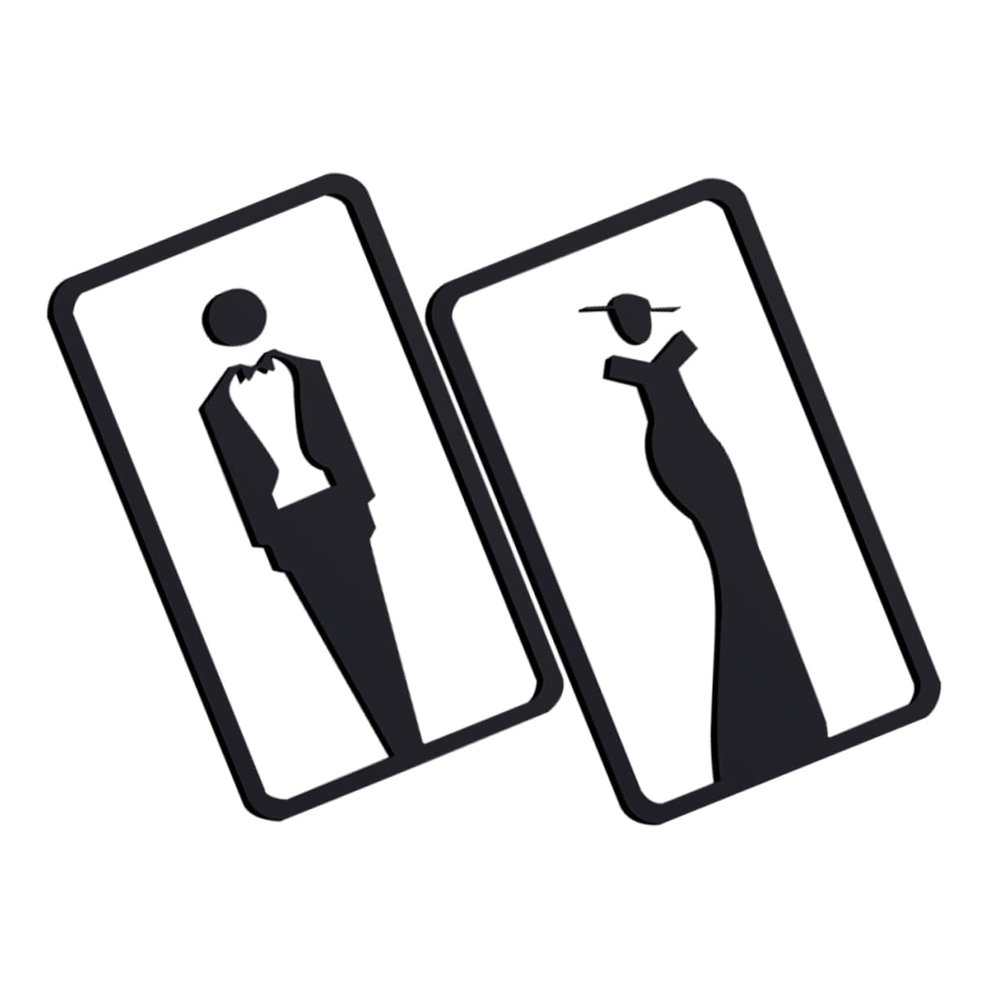 Acrylic Restroom Signs for Women and Men, 2-Pack, Self-Adhesive, Black