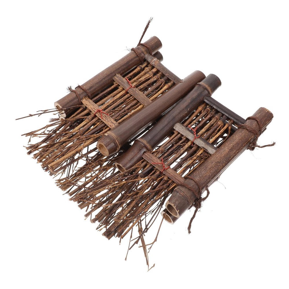 Supvox Zen Bamboo Decoration, Decorative Brown Bamboo Fence for Desk Decor and Garden Miniature Landscapes