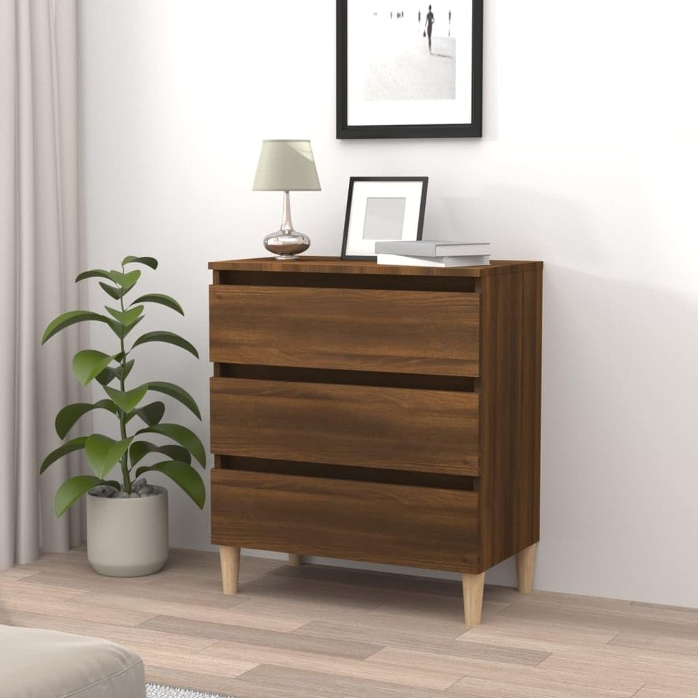 WKIEQACO Sideboard, Brown Oak, 60 x 35 x 69 cm, Engineered Wood