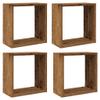 4 Cube Wall Shelves, Reclaimed Wood Look, 30 x 15 x 30 cm view 1