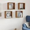 4 Cube Wall Shelves, Reclaimed Wood Look, 30 x 15 x 30 cm view 2