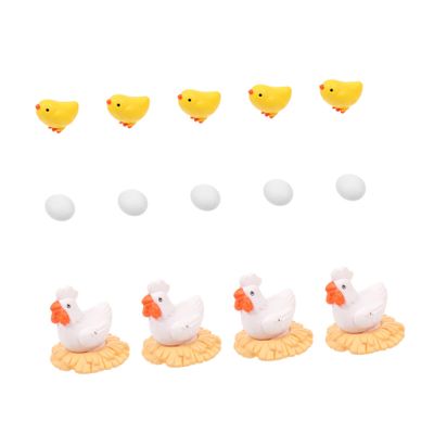 OFFSCH 14-Piece PVC Miniature Chicken Figurine Set with Egg and Coop