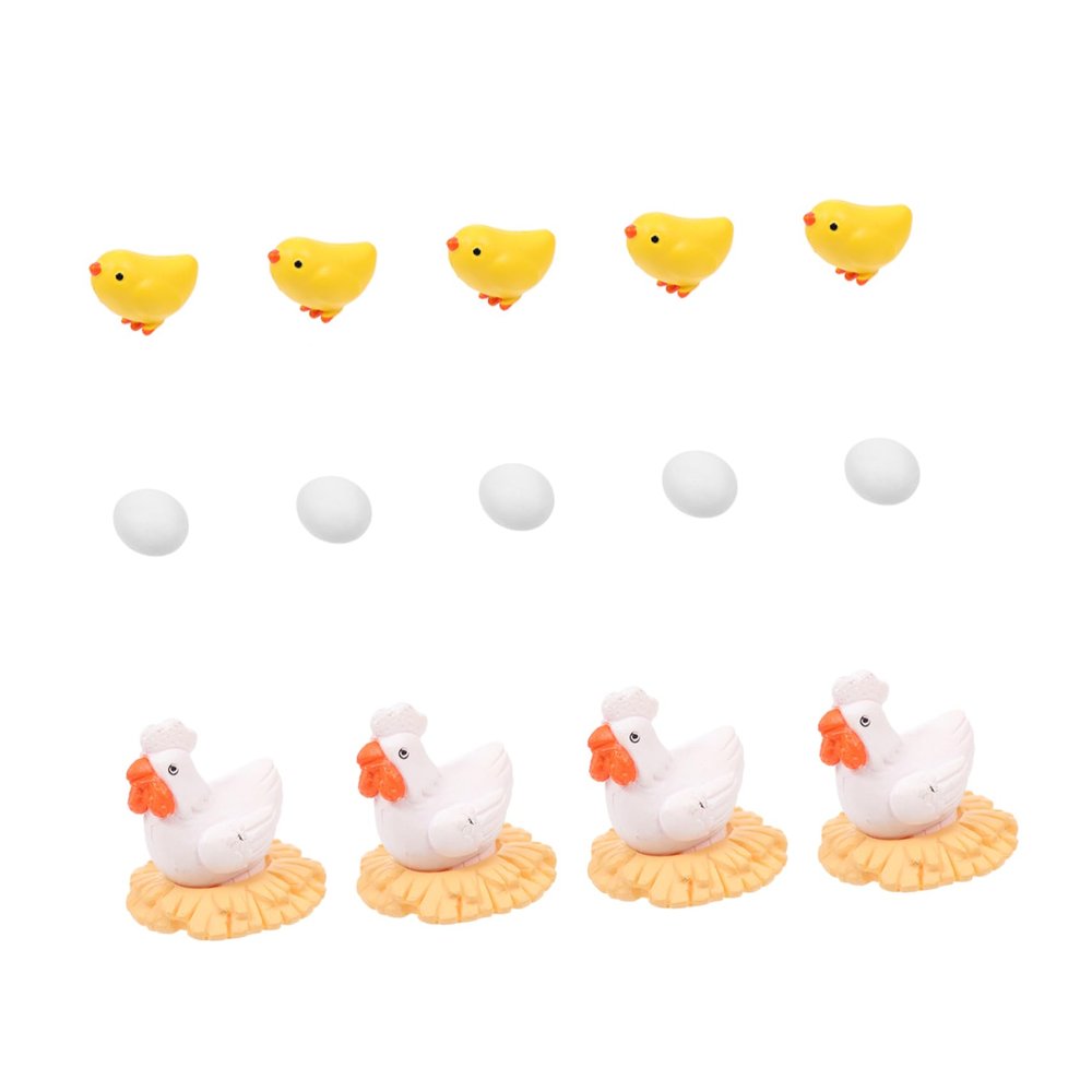 OFFSCH 14-Piece PVC Miniature Chicken Figurine Set with Egg and Coop