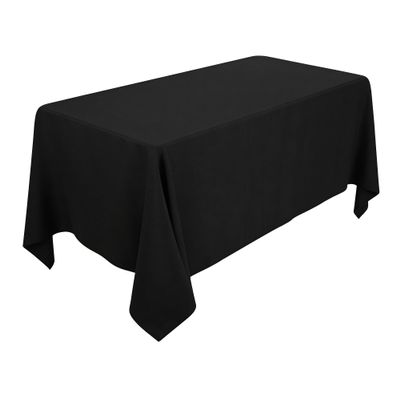 WedDecor Rectangular Tablecloths, Premium Quality, Linen Fabric, for Banquets, Dining Tables, Weddings and Special Occasions, 228 x 392 cm, Black, 5-Pack