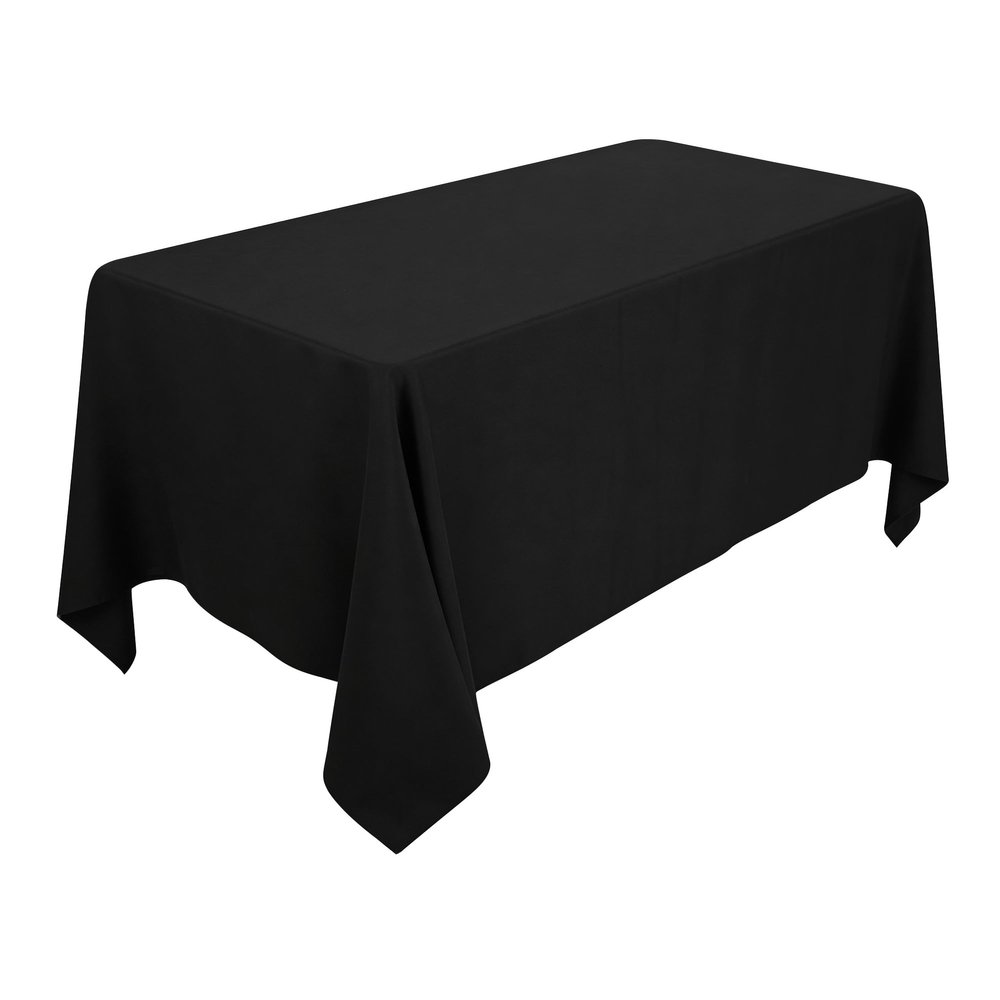 WedDecor Rectangular Tablecloths, Premium Quality, Linen Fabric, for Banquets, Dining Tables, Weddings and Special Occasions, 228 x 392 cm, Black, 5-Pack