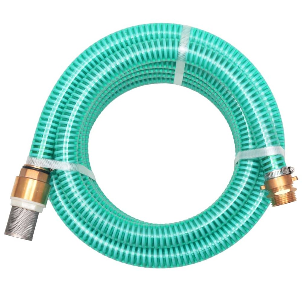 Suction Hose with Brass Connectors, 15 m, 25 mm, Green