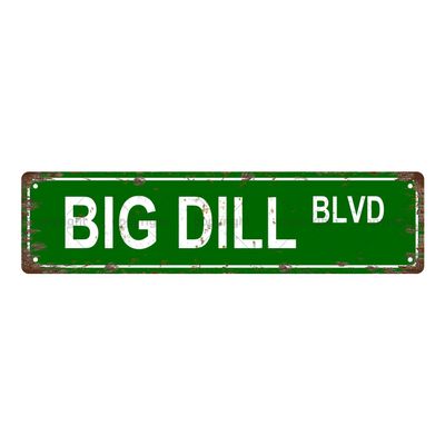 BIG DILL BLVD People Vintage Metal Tin Sign, Street Sign, Home Decor, Room Decor, Wall Decor, Bathroom Decor, Bar Decor, Café Decor, Garage Decor, 40.6 x 10.2 cm