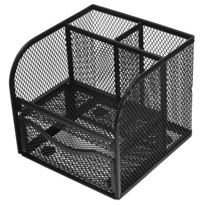 GRIRIW Metal Pen Holder with 4 Compartments, Lightweight and Portable