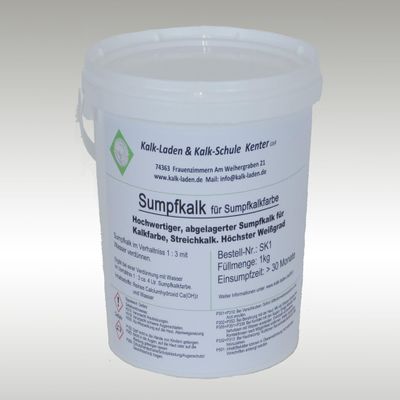 Slaked Lime/Lime Paint/Whitewash, Mold-Resistant, Purely Natural, 1 kg for Approx. 14 m²
